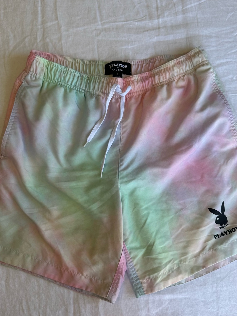 PacSun Playboy Pastel Tie-Dye Shorts - Pink, Mint & Cream
